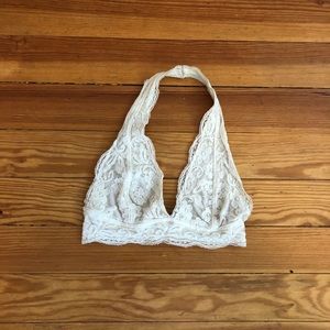 UO White Halter Lace Bralette